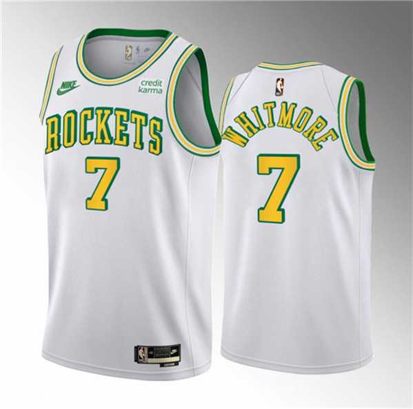 Mens Houston Rockets #7 Cam Whitmore White 2023 Draft Classic Edition Stitched Basketball Jersey Dzhi